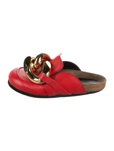 Pre-owned Jw Anderson Leather Chain-link Accents Mules In Red