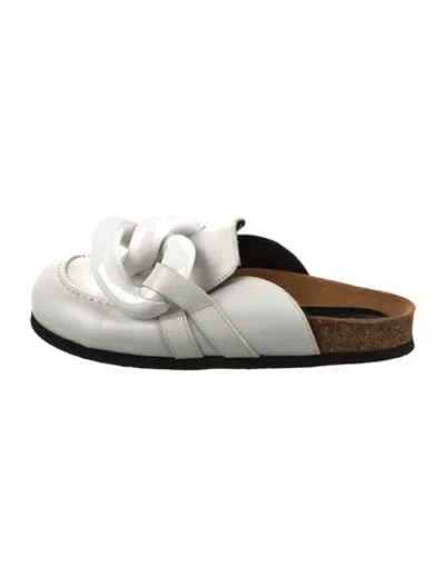 Pre-owned Jw Anderson Leather Chain-link Accents Mules In White