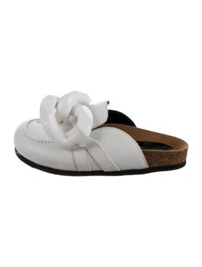 Pre-owned Jw Anderson Leather Chain-link Accents Mules In White