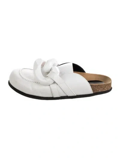 Pre-owned Jw Anderson Leather Chain-link Accents Mules In White