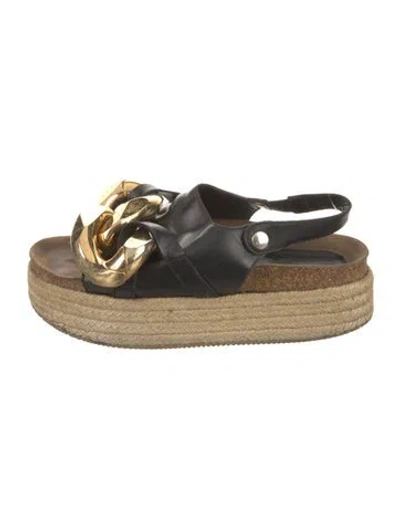 Pre-owned Jw Anderson Leather Chain-link Accents Sandals In Black
