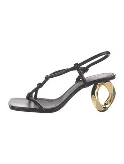 Pre-owned Jw Anderson Leather Chain-link Accents Sandals In Black