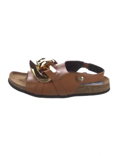 Pre-owned Jw Anderson Leather Chain-link Accents Sandals In Brown