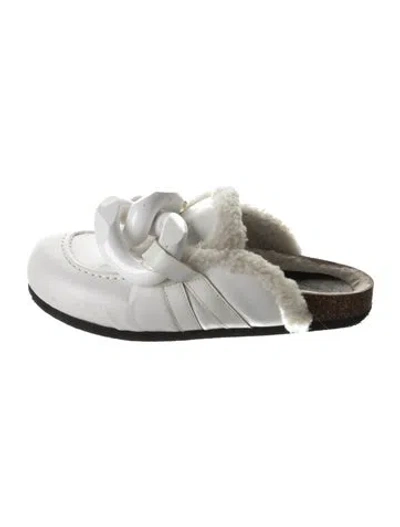 Pre-owned Jw Anderson Leather Chain-link Accents Sandals In White