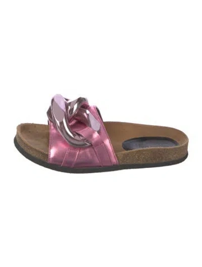Pre-owned Jw Anderson Leather Chain-link Accents Slides