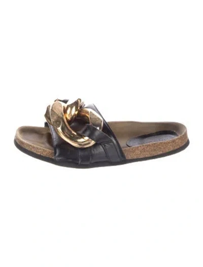 Pre-owned Jw Anderson Leather Chain-link Accents Slides In Multi