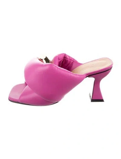 Pre-owned Jw Anderson Leather Chain-link Accents Slides In Pink