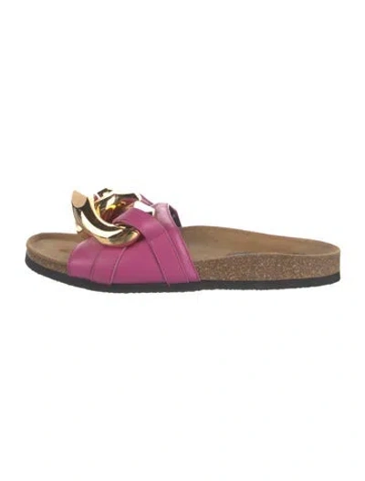 Pre-owned Jw Anderson Leather Chain-link Accents Slides In Pink