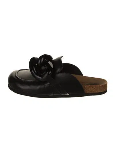 Pre-owned Jw Anderson Leather Chain-link Accents Slippers In Black