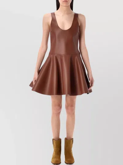 JW ANDERSON LEATHER CIRCLE SKIRT MINI DRESS