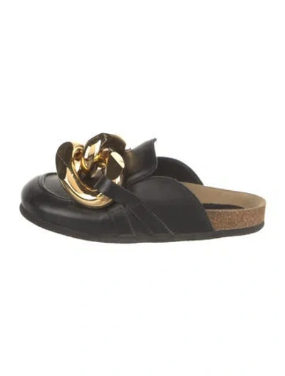 Pre-owned Jw Anderson Leather Colorblock Pattern Mules In Black