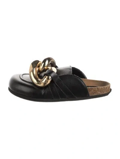 Pre-owned Jw Anderson Leather Colorblock Pattern Mules In Black