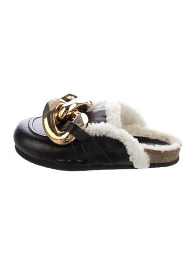 Pre-owned Jw Anderson Leather Colorblock Pattern Mules In Black