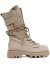 Jw Anderson Leather Combat Boots In Neutral