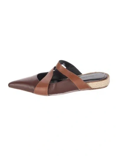 Pre-owned Jw Anderson Leather Cutout Accent Mules In Brown