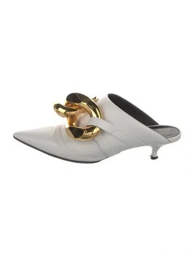 Pre-owned Jw Anderson Leather Floral Print Mules In White