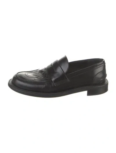 Pre-owned Jw Anderson Leather Graphic Print Loafers In Black