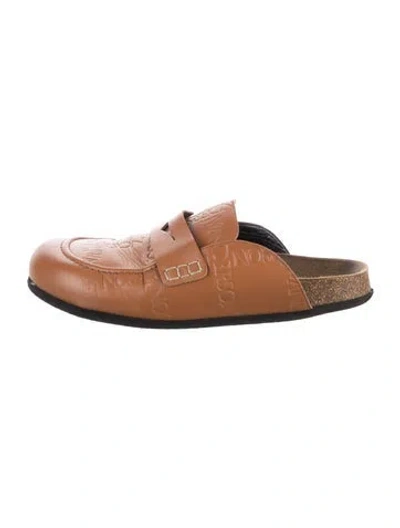 Pre-owned Jw Anderson Leather Graphic Print Loafers In Brown