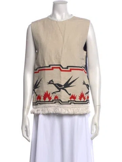 Pre-owned Jw Anderson Leather Graphic Print Top In Neutral