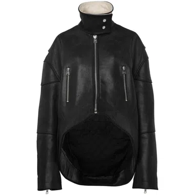 Jw Anderson High-neck Curved Leather Jacket In Black