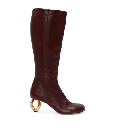 Jw Anderson Leather Knee-high Boots 75 In Multi