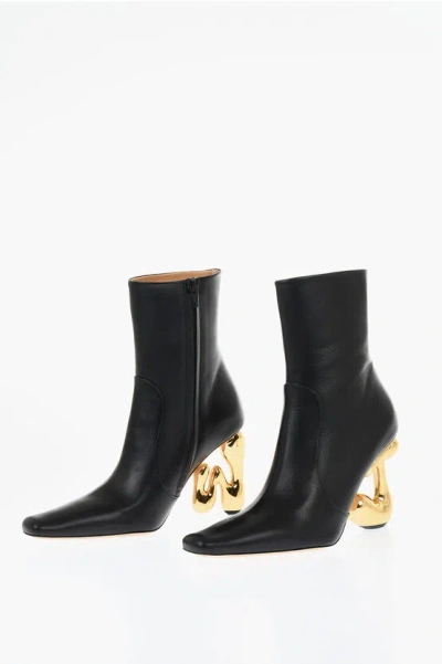 JW ANDERSON LEATHER LETTER BOOTIES WITH STATEMENT HEEL 10 CM