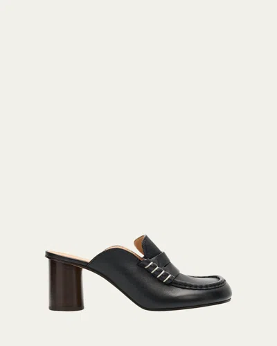 Jw Anderson Leather Loafer-inspired Mule Sandals In Black