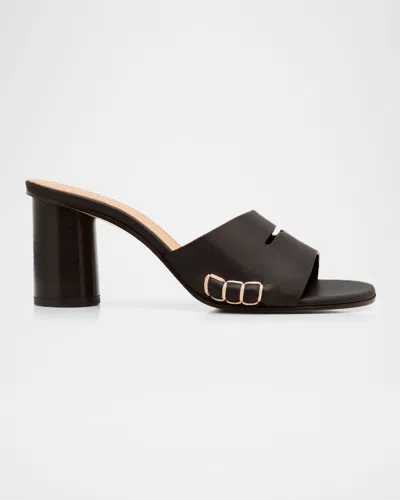 Jw Anderson Leather Loafer-inspired Mule Sandals In Black