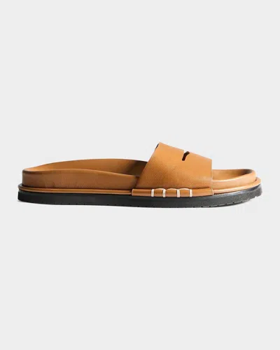 Jw Anderson Leather Loafer Slide Sandals In Brown