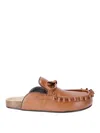 Jw Anderson Leather Slippers With Ruffle Trim And Bow In Brown