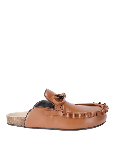 Jw Anderson Leather Loafers In Beige