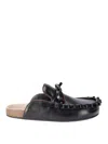 Jw Anderson Ruffle Loafer Leather Mules In Black