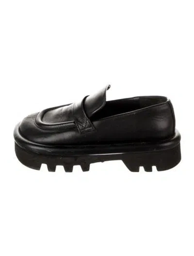 Pre-owned Jw Anderson Leather Loafers In Black