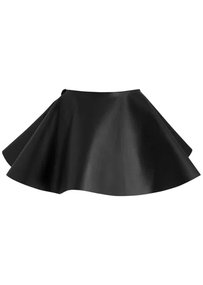 Jw Anderson Leather Mini Circle Skirt In Black