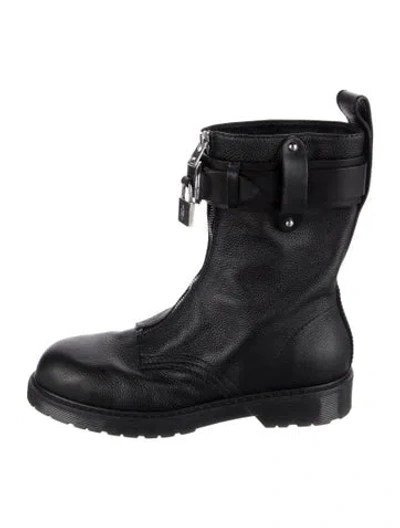 Pre-owned Jw Anderson Leather Moto Boots In Black