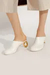 Jw Anderson 75mm Chain-heel Leather Mules In White