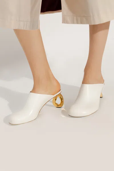 Jw Anderson 75mm Chain-heel Leather Mules In White