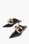 JW ANDERSON LEATHER MULES WITH MAXI GOLDEN EFFECT CHAIN 6CM