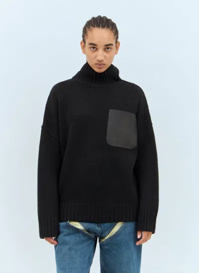 JW ANDERSON LEATHER PATCH POCKET SWEATER