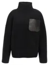 Jw Anderson Women Leather Patch Pocket Sweater