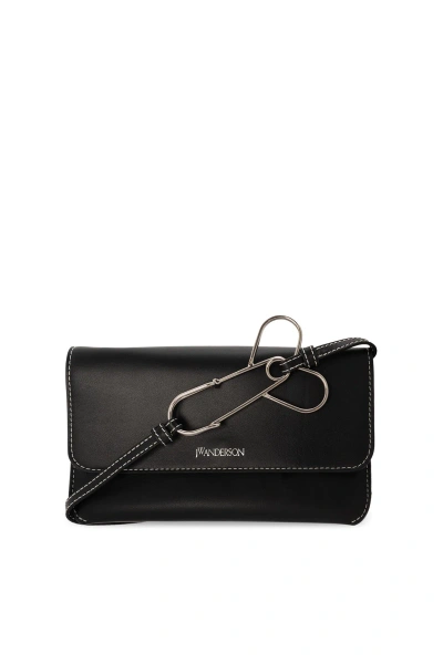 Jw Anderson Leather Phone Holder In Black