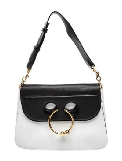 Pre-owned Jw Anderson Leather Pierce Small In Black/white