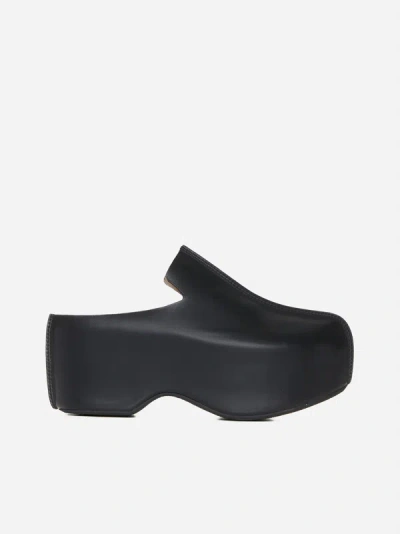 Jw Anderson Leather Slide Platform Clogs In Black