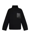 Jw Anderson Leather Patchpocket High Neck Knit In Black