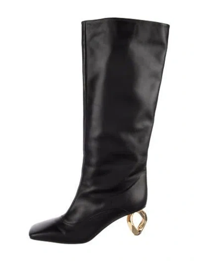Pre-owned Jw Anderson Leather Riding Boots In Black