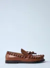 Jw Anderson Fringe Detail Bow Accent Loafers In Brown