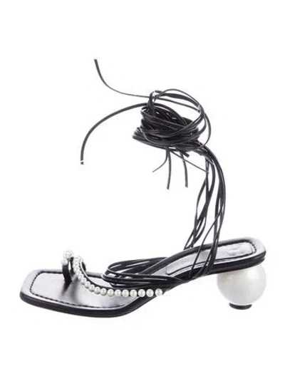 Pre-owned Jw Anderson Leather Sandals In Black