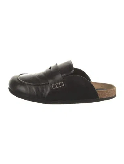 Pre-owned Jw Anderson Leather Slides In Black
