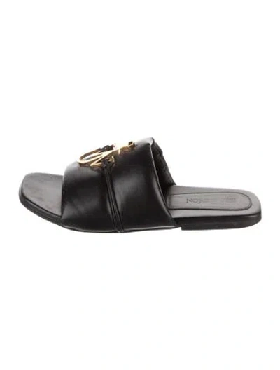 Pre-owned Jw Anderson Leather Slides In Black