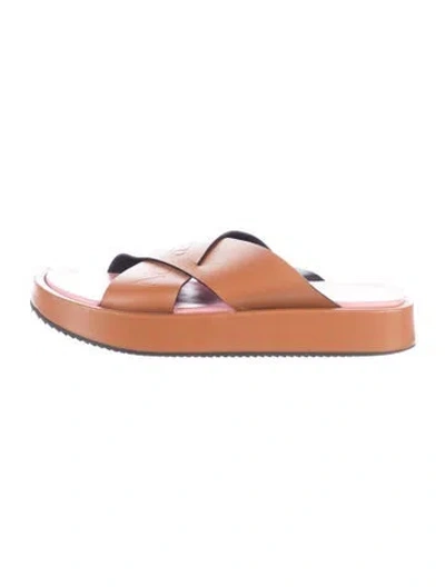 Pre-owned Jw Anderson Leather Slides In Brown